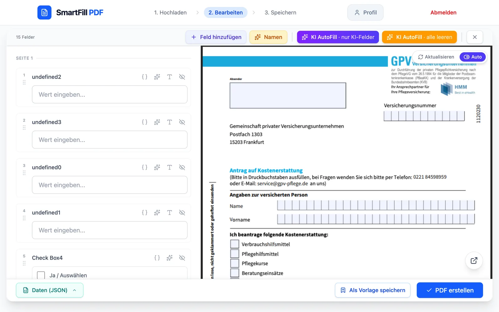 Knopf „Namen“ in der Werkzeugleiste des Editors